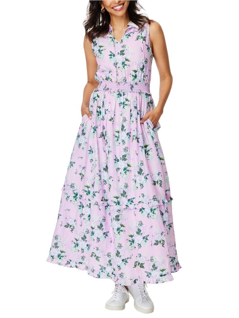 Roller Rabbit Twilight Dahlia Frida Silk-Blend Maxi